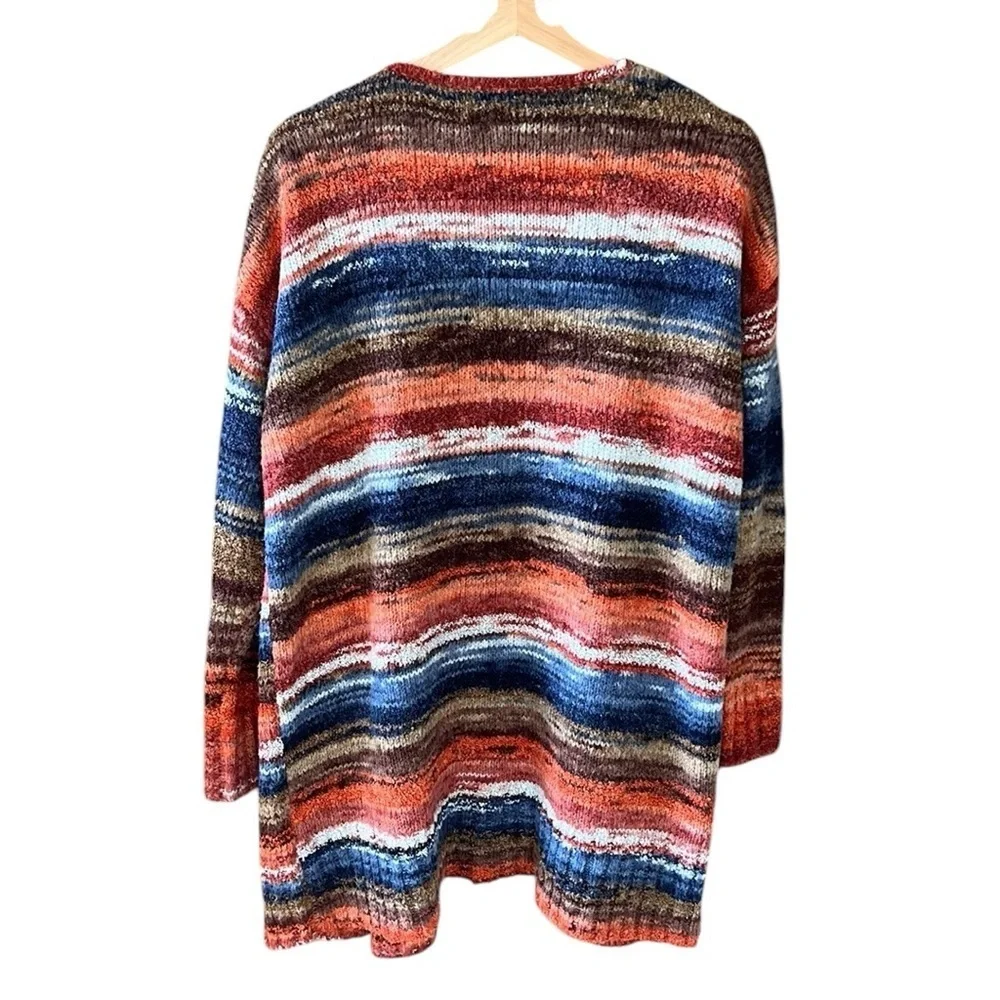 Angie Sz S Southwestern Color Way Wool Blend Open Front Long Line Cardigan